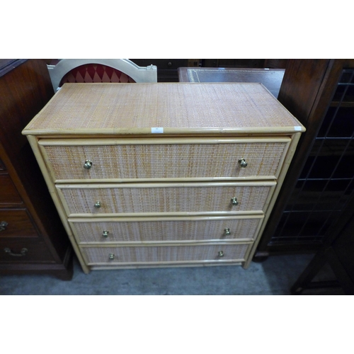 86 - A bamboo and rattan chest of drawers