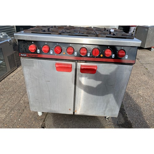 2386 - Bartlett Yeoman LPG-fuelled commercial six ring cooker/stove