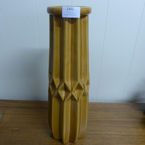 1438 - A Seville tall ochre vase, H 41cms (2234915)   #