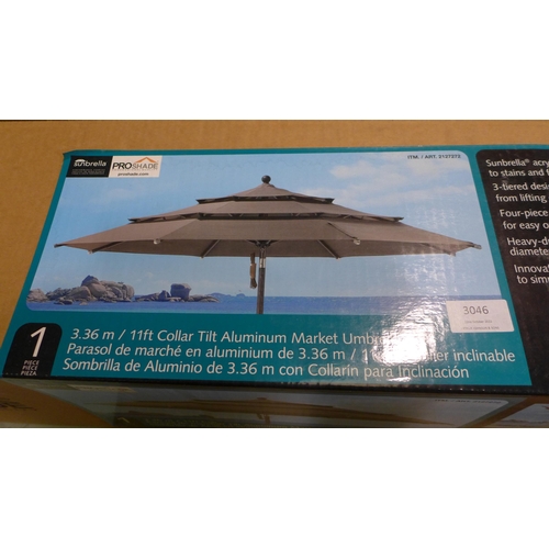 3046 - 11ft Aluminium Umbrella With Wood Finish, original RRP £183.33 + VAT * This lot is subject to VAT