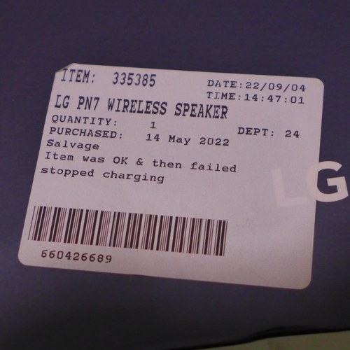 3074 - Lg Pn7 Wireless Speaker  , Original RRP £114.99 + vat  (269-398)   * This lot is subject to vat