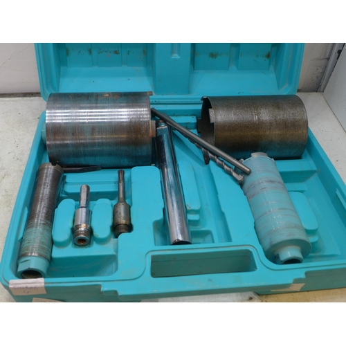 2037 - Core drill kit in case with guide bits and extenders