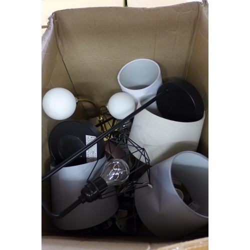 2085 - Box of assorted lamps and light shades