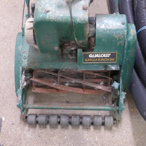 2091 - Qualcast Suffolk Punch petrol lawn mower with collector