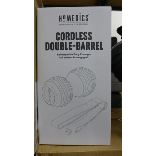 2097 - 6 boxed, unused cordless rechargeable double barrel body massager - USB chargeable