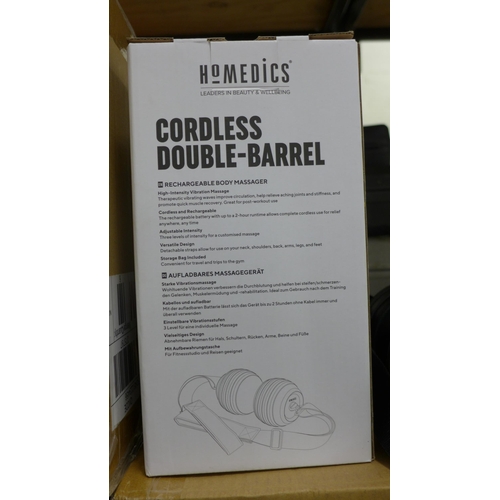 2097 - 6 boxed, unused cordless rechargeable double barrel body massager - USB chargeable