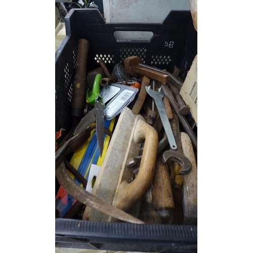 2127 - 3 Plastic tubs of assorted hand tools, approx. 100 in total