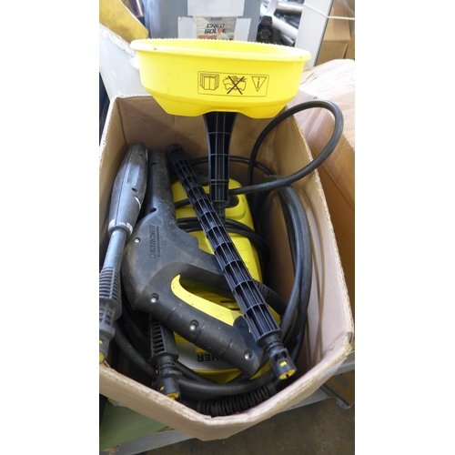 2135 - Karcher K2 compact jet wash/pressure washer with attachments & floor scrubber - W