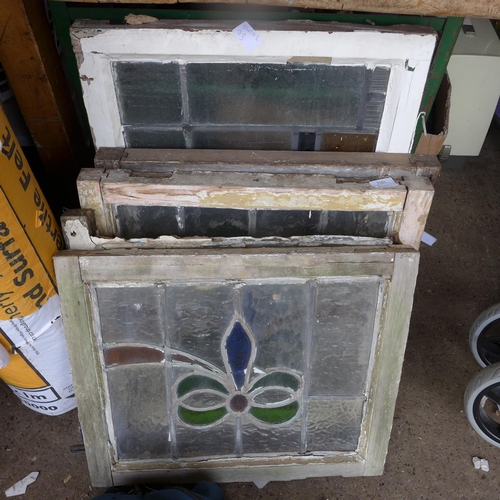 2181 - Six stained glass leaded window panels, various sizes