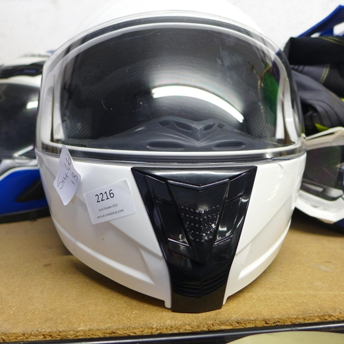 2216 - Three motorcycle crash helmets