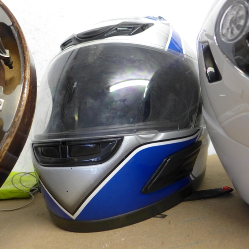 2216 - Three motorcycle crash helmets