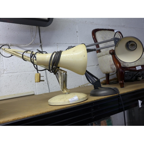 2230 - 2 anglepoise style lamps; one black, one cream