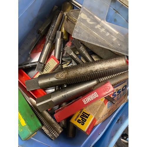 2121 - 2 Boxes of engineering tools: taps and dies, calipers, drill bits, etc.