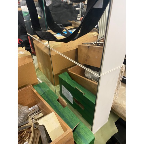 2133 - Unused boxed Portaloo camping toilet and  mirrored bathroom cabinet