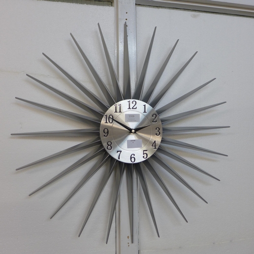 1326 - A metro style cream wall clock, H 59cms (PHC140109)   #