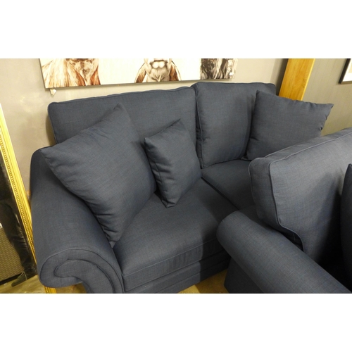 1342 - A pair of Mosta Charles midnight upholstered sofas (3 + 2)