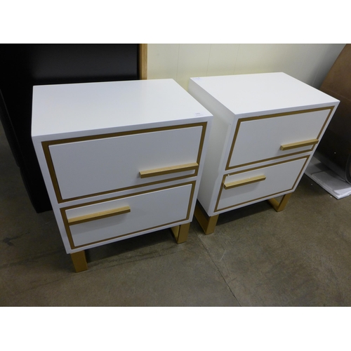 1355 - A pair of white bedside tables with gold legs