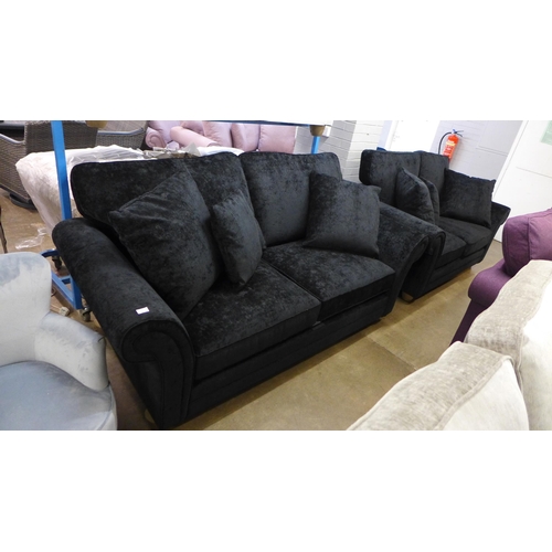 1365 - A pair of Mosta Hardwick jet upholstered sofas (3 + 2)