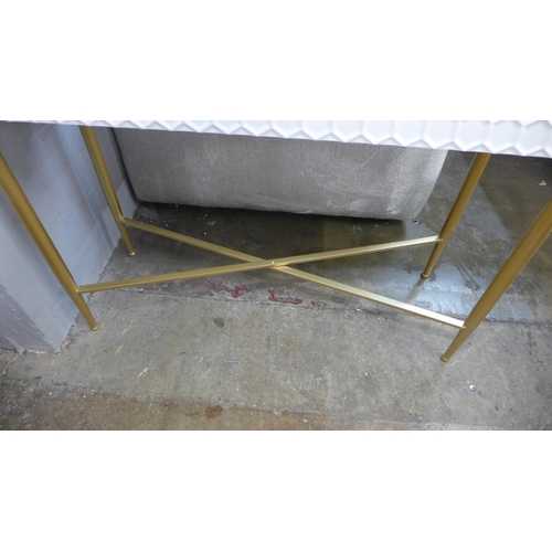 1371 - A white console table with gold legs