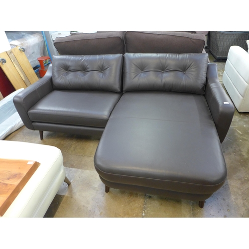 1397 - A brown leather button back RHF sofa/chaise 
Left and right corner