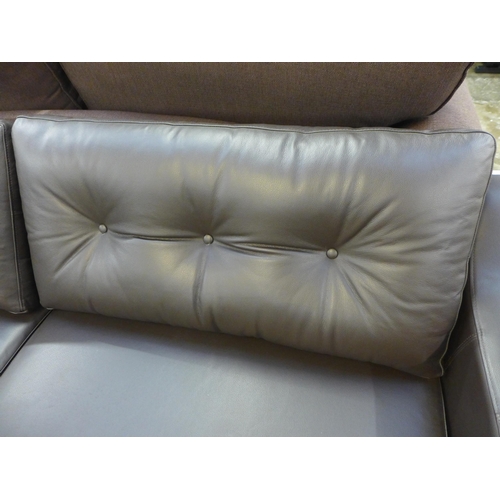 1397 - A brown leather button back RHF sofa/chaise 
Left and right corner