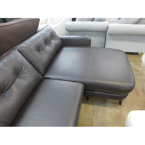 1397 - A brown leather button back RHF sofa/chaise 
Left and right corner