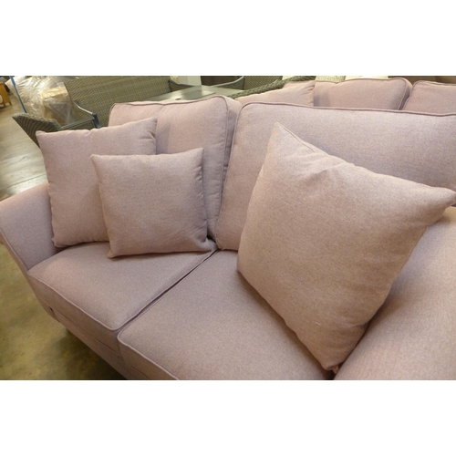 1401 - A pair of Mosta tweed pink upholstered sofas (3 + 2)