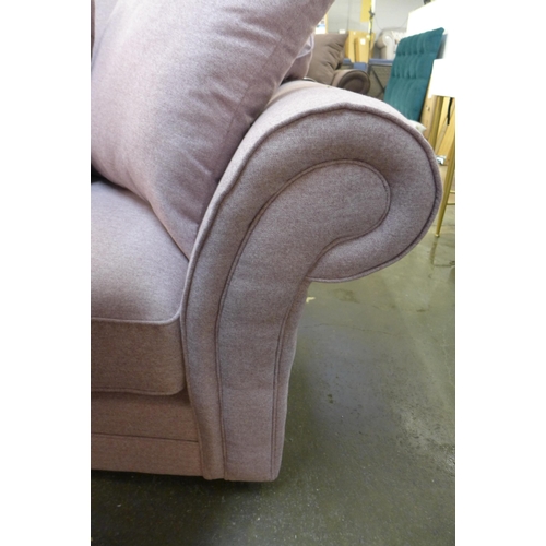 1401 - A pair of Mosta tweed pink upholstered sofas (3 + 2)