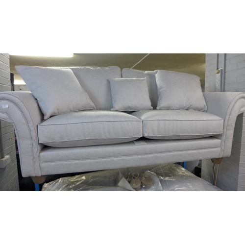 1402 - A pair of Mosta straw silver upholstered sofas (3 + 2)