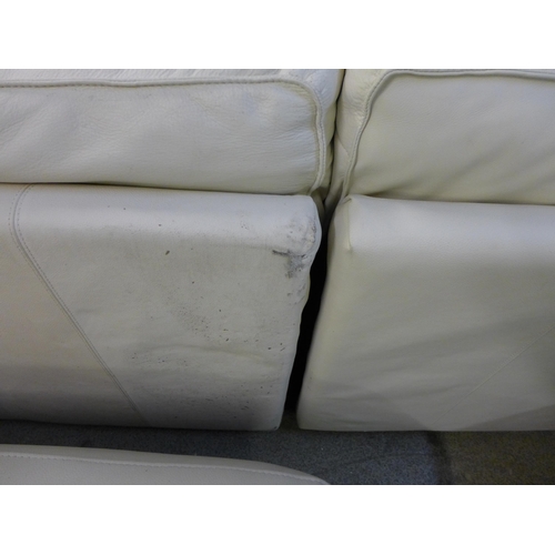 1458 - Natuzzi Two Piece Sectional Cream Leather Sofa, original RRP £1916.66 + VAT - damaged back (4150-9) ... 