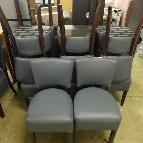 1503 - A set of eight grey leather effect and dark wood dining/restaurant chairs