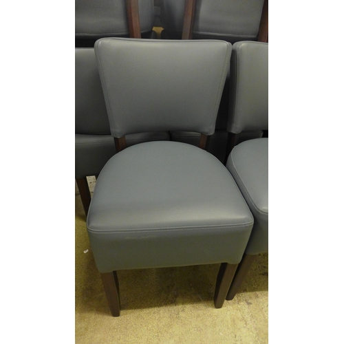 1503 - A set of eight grey leather effect and dark wood dining/restaurant chairs