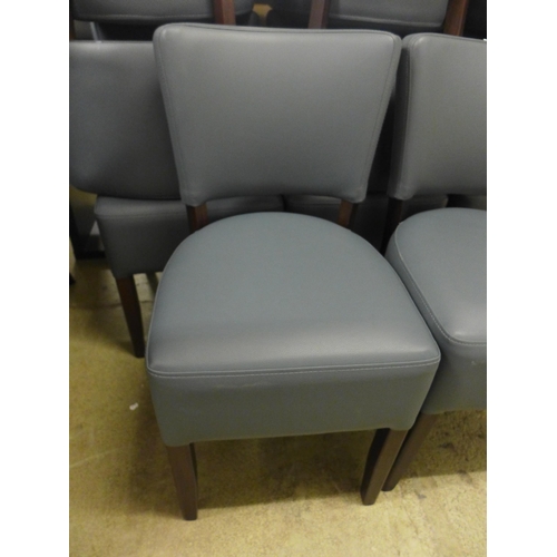 1504 - A set of eight grey leather effect and dark wood dining/restaurant chairs