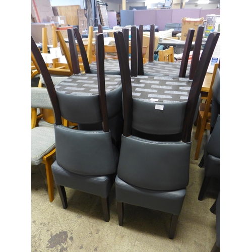 1505 - A set of eight grey leather effect and dark wood dining/restaurant chairs