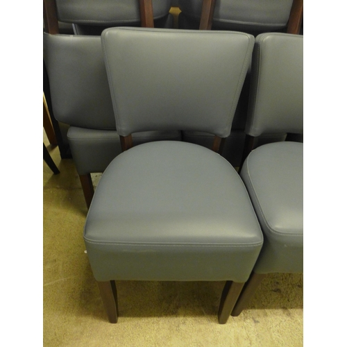 1505 - A set of eight grey leather effect and dark wood dining/restaurant chairs