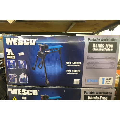 2163 - Wesco boxed unused hands-free portable joinery/woodworking clamping bench