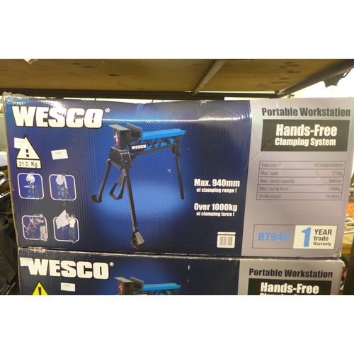 2164 - Wesco hands-free portable joinery/woodworking clamping bench. Boxed and unused