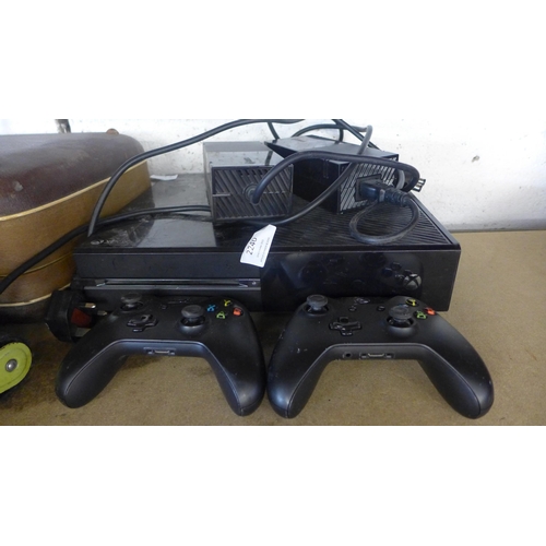 2240 - Xbox one console with two controllers and power cable