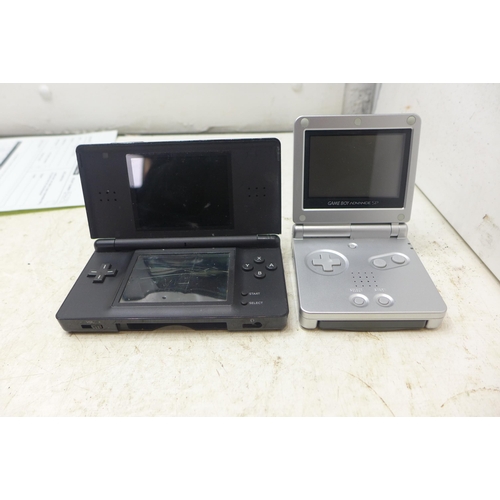 2242 - Nintendo Gameboy Advance SP model AGS-001 and DS Lite consoles