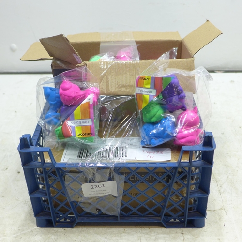 2261 - Approx 18 packs of Dino and cat shaped erasers