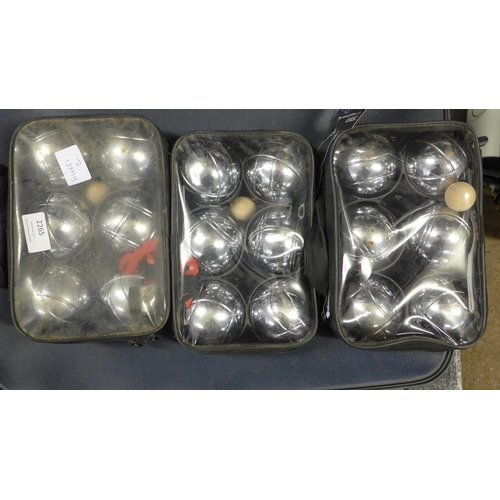 2265 - Three unused boules sets