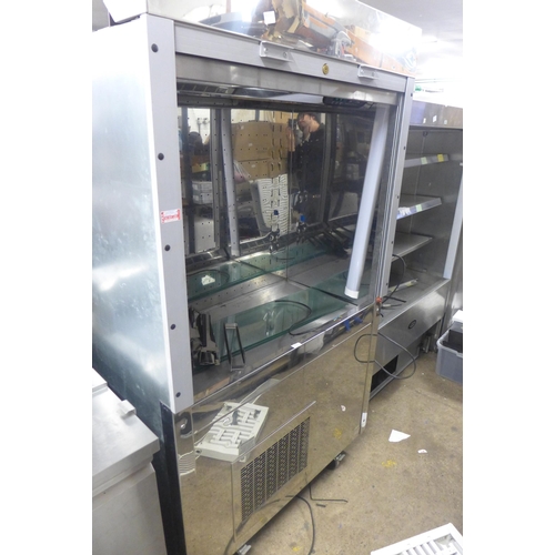 2352 - Victor approx 8ft tall stainless steel double commercial display fridge - failed electrical safety t... 