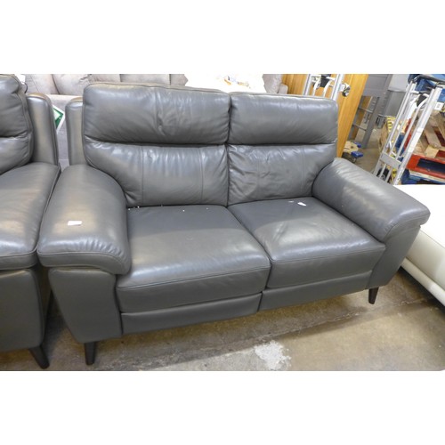 1414 - Grace Grey Leather 2 Seatpower Recliner           , Original RRP £891.66 + vat (4151-)  * This lot i... 