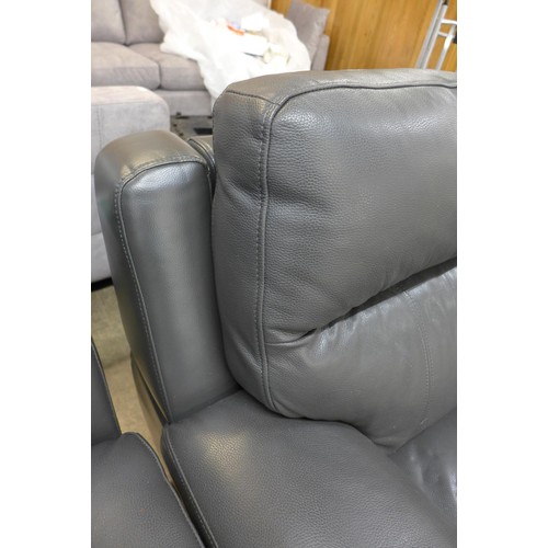 1414 - Grace Grey Leather 2 Seatpower Recliner           , Original RRP £891.66 + vat (4151-)  * This lot i... 