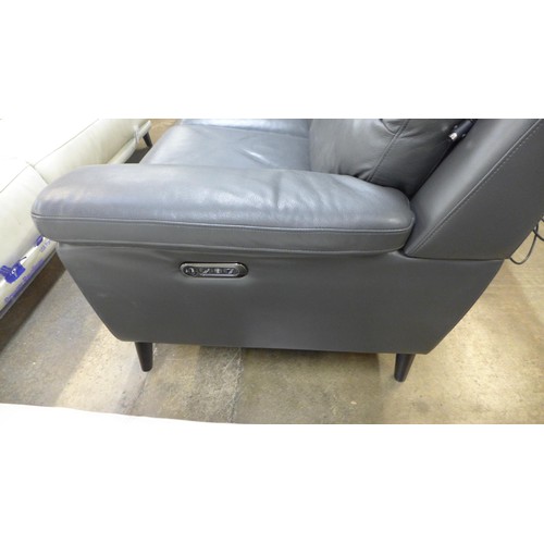 1414 - Grace Grey Leather 2 Seatpower Recliner           , Original RRP £891.66 + vat (4151-)  * This lot i... 