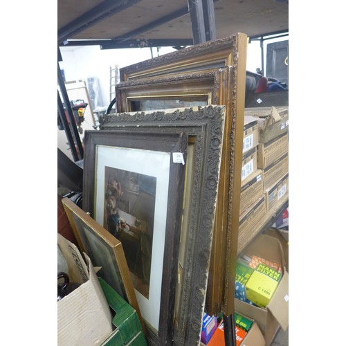 2169 - 9 framed pieces of wall art, some vintage, some original art drawings. Approx sizes from 30x20 to 60... 