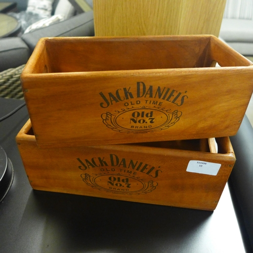 1354 - A set of two wooden rectangular Jack Daniels storage boxes, H 28cms x W 22cms (BX049JD14)   #