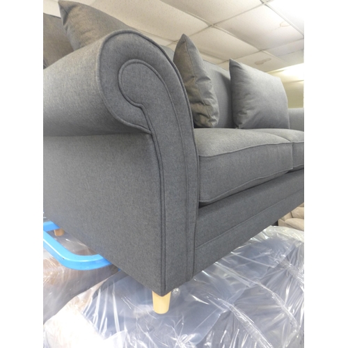 1407 - A pair of Mosta tweed charcoal upholstered sofas (3 + 2)