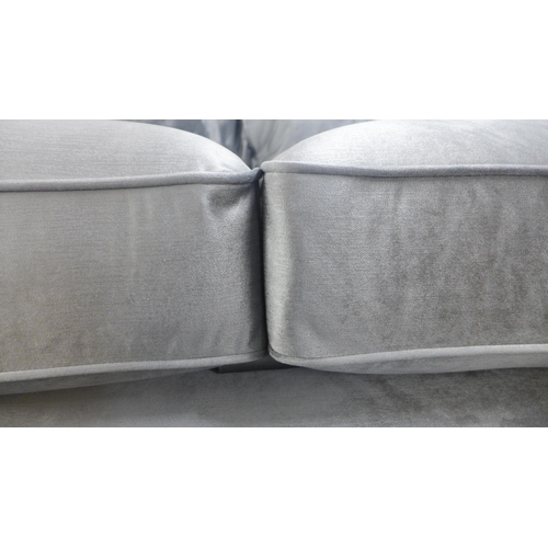 1408 - A pair of Mosta velvet mushroom upholstered sofas (3 + 2)