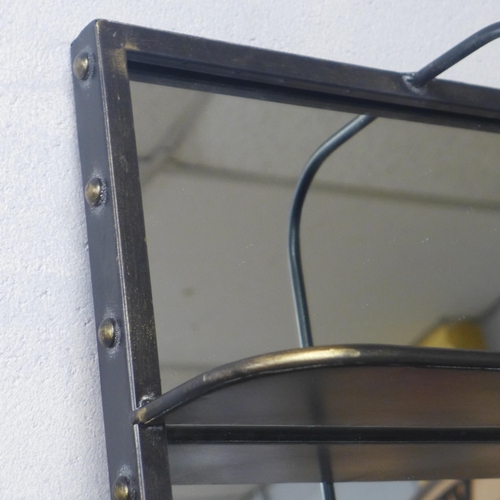 1436A - A black industrial mirror with shelves